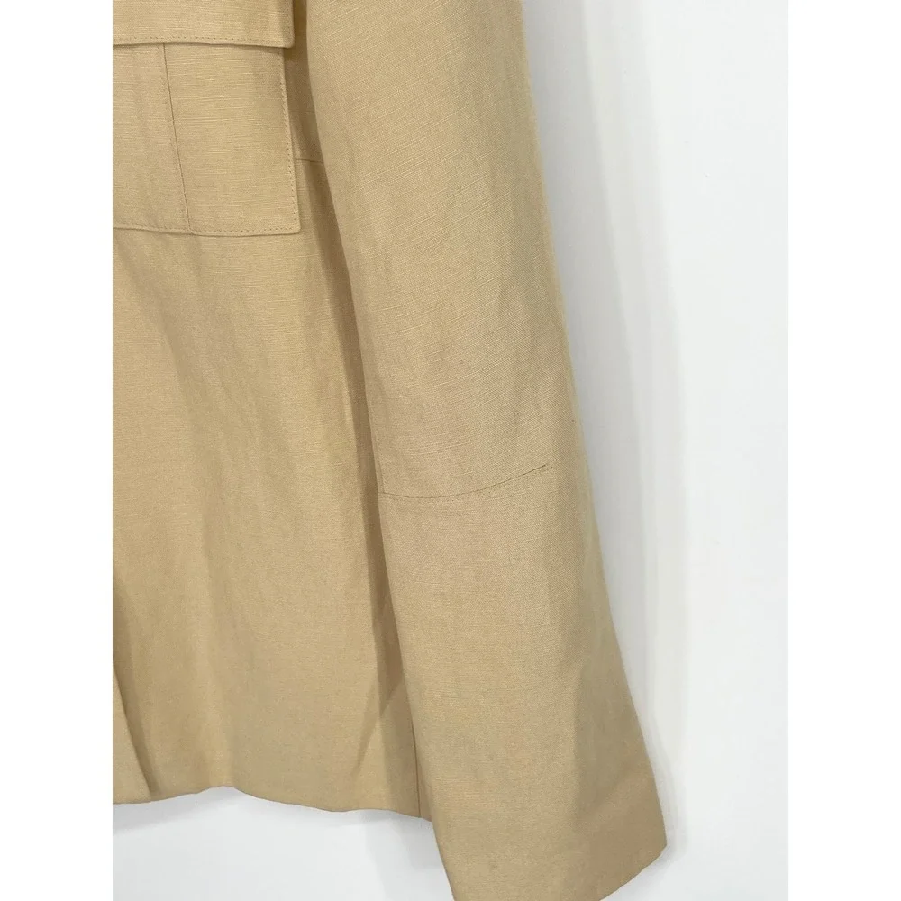 Harve Benard Womens Jacket 6 Blazer Tan Linen Blend Button Utility